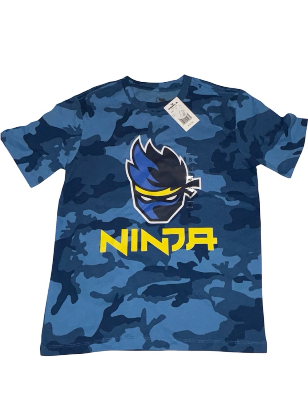 Ninja Blue Camo Graphic Tee - Kids Size S